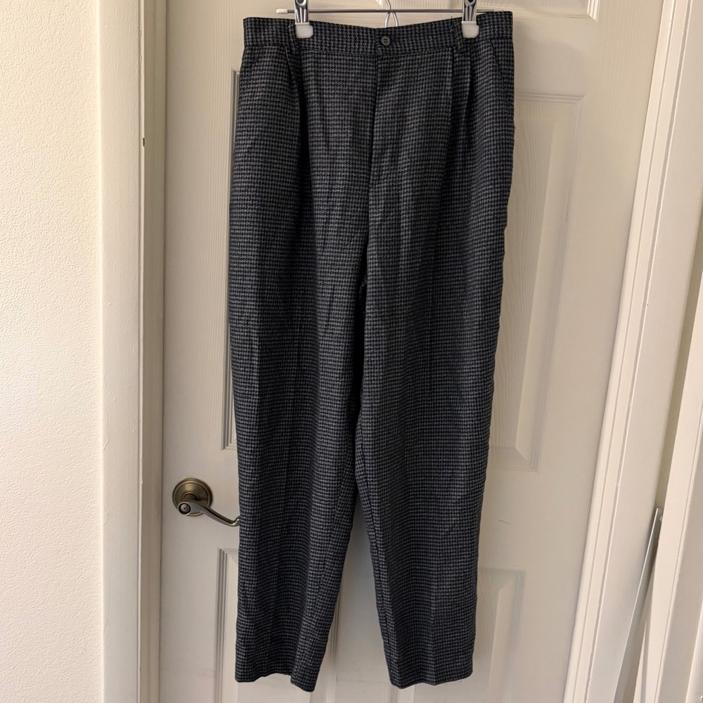 Vintage 90s High Waisted Pleated Tapered Pants Samantha‎ USA Houndstooth 14 EUC